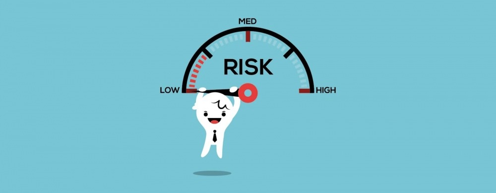 Illustration of risk meter with needle pointing to low
