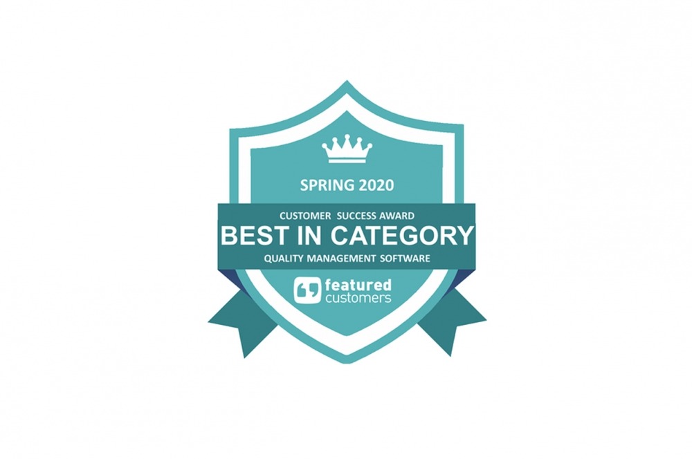 Spring 2020 Customer Success Award Best in Category Quality Management Software from featured customers