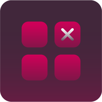 icon about quality management software with 4 buttons and an X in the top right one