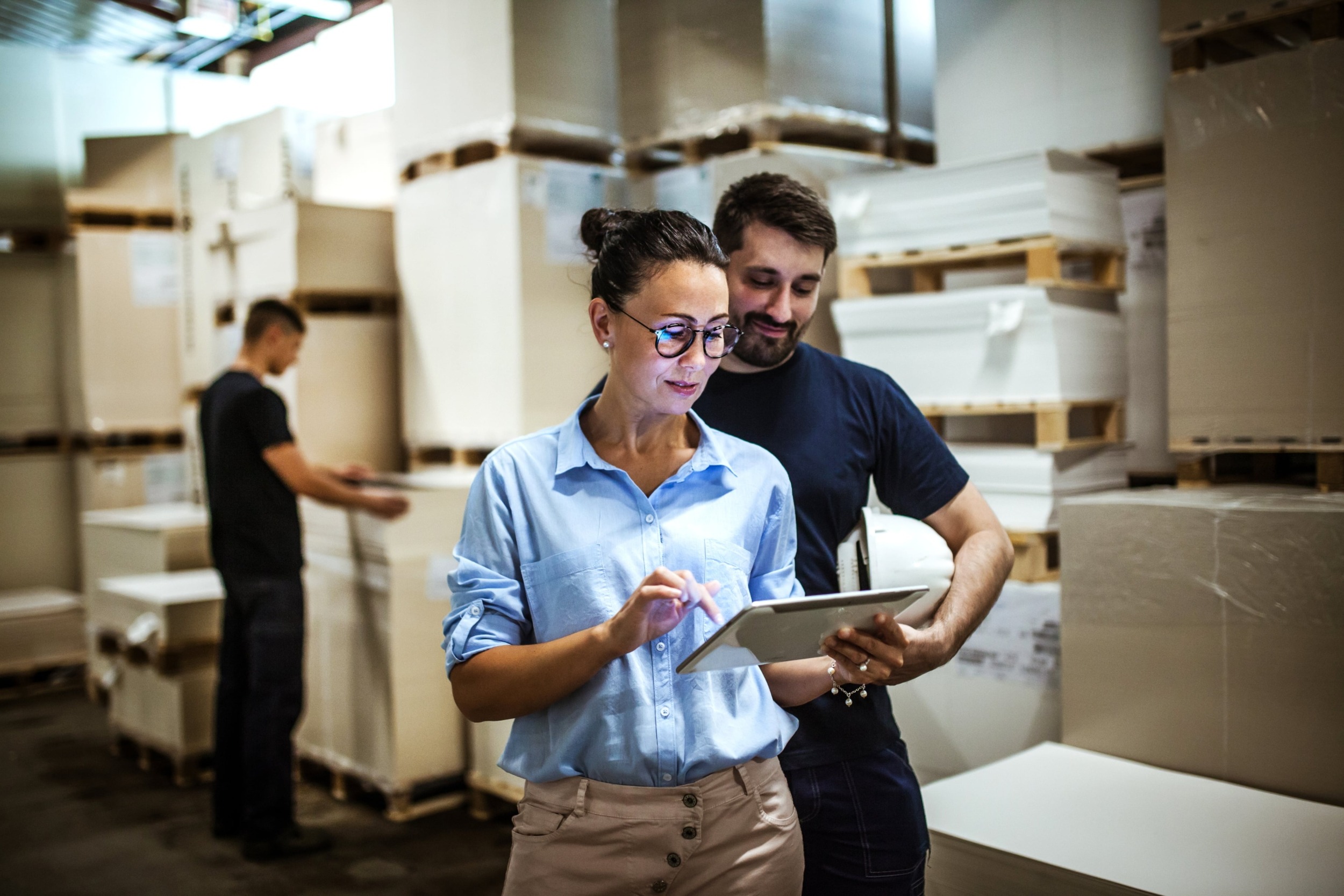 Factory Managers Checking Inventory